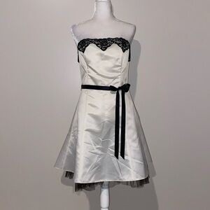 Jessica McClintock vintage white satin mini party dress